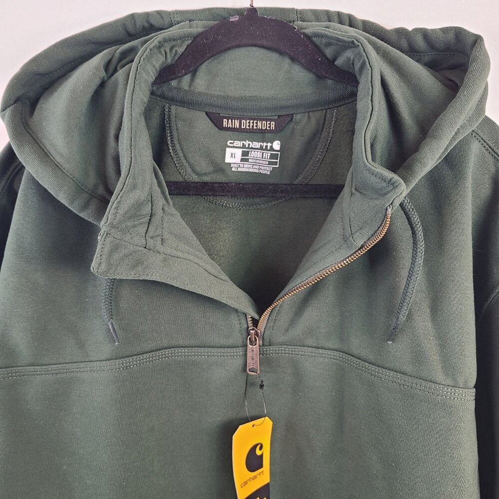 Carhartt Rain Defender Loose Fit Heavyweight Quarter-Zip Sweatshirt Green Sz XL - Picture 5 of 8
